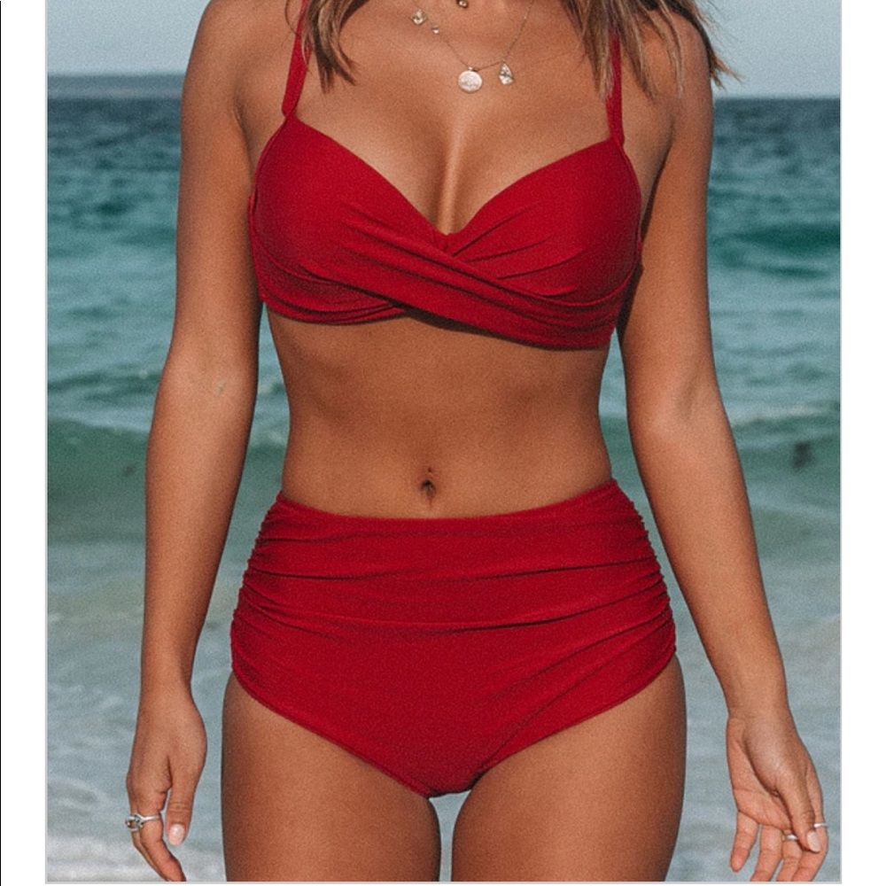 Red High Waist Bikini- Like new